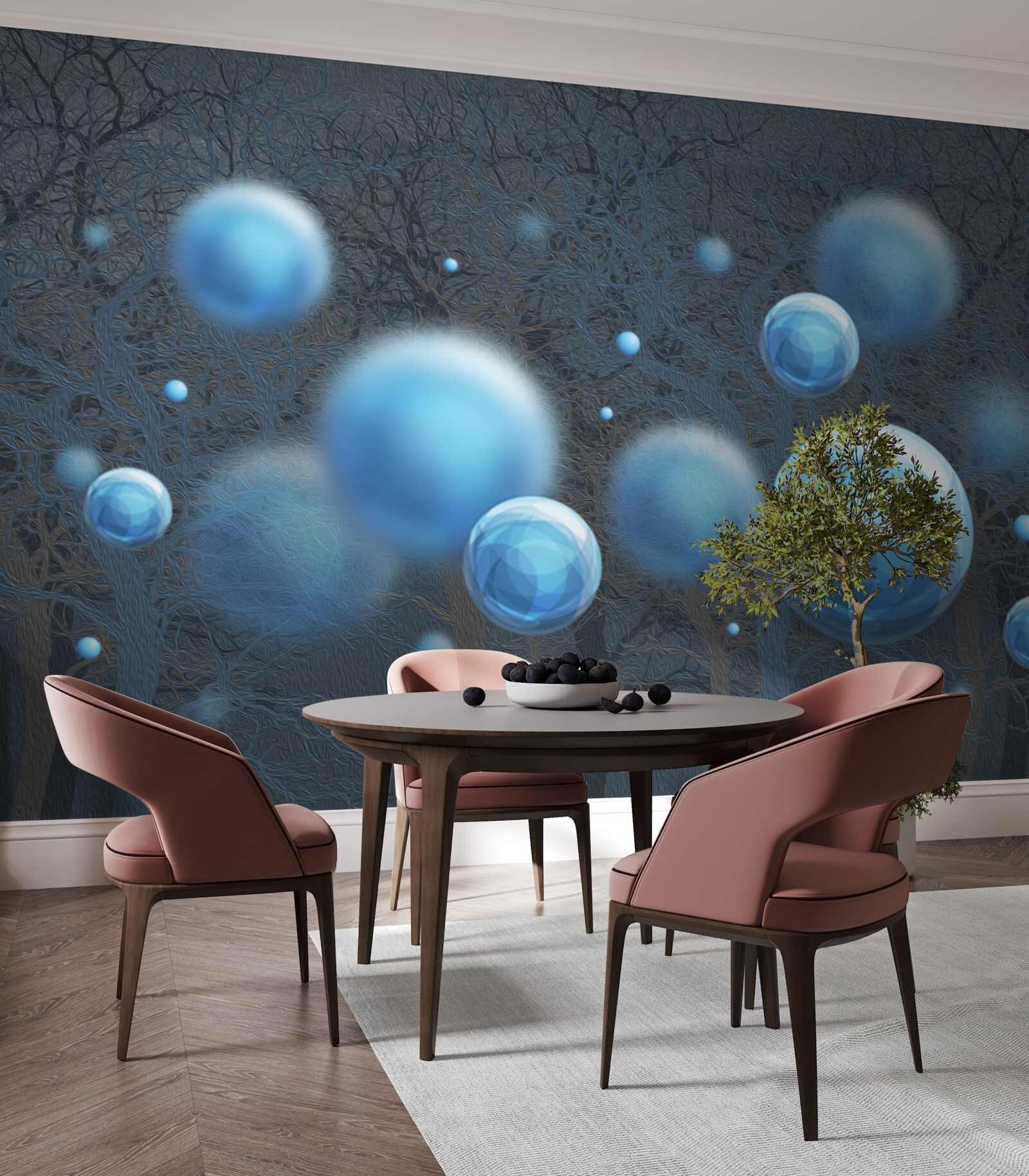 Fototapeta voda plávajúca vo forme modrých kvapiek