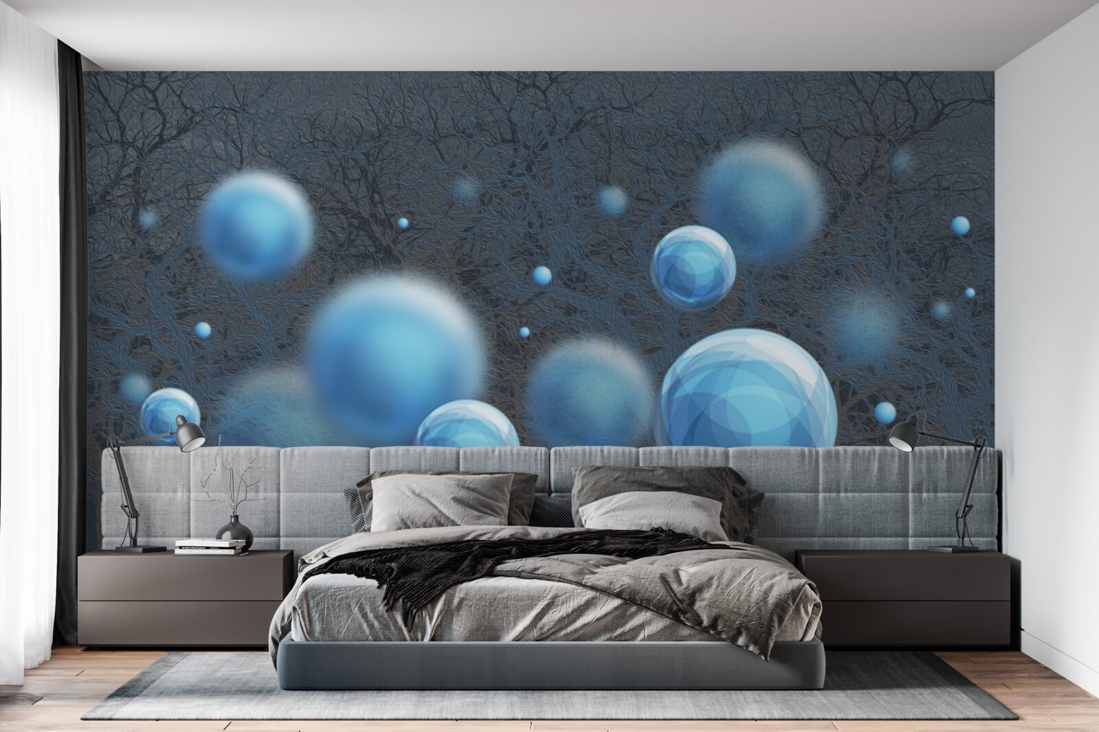 Fototapeta voda plávajúca vo forme modrých kvapiek