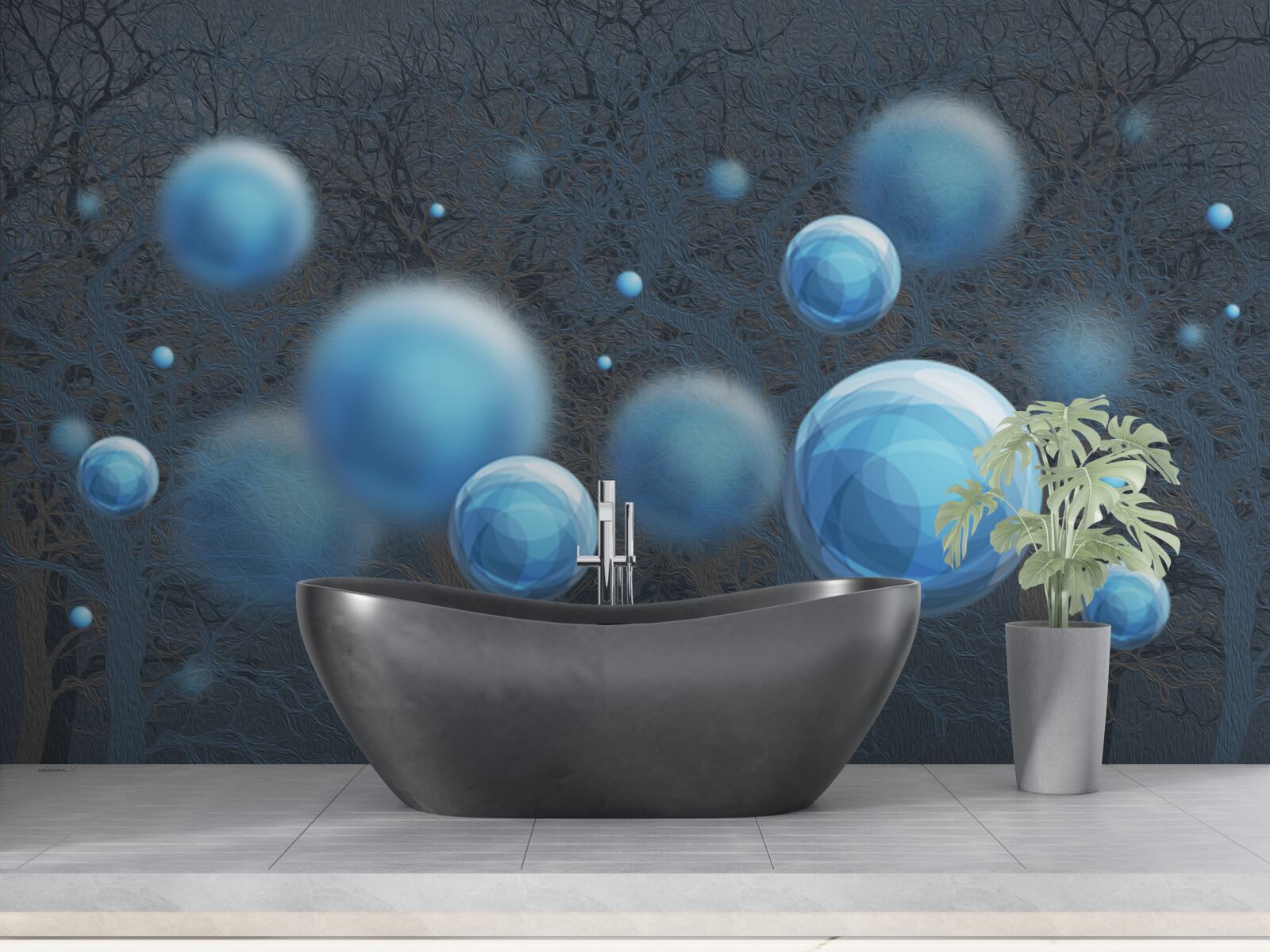 Fototapeta voda plávajúca vo forme modrých kvapiek