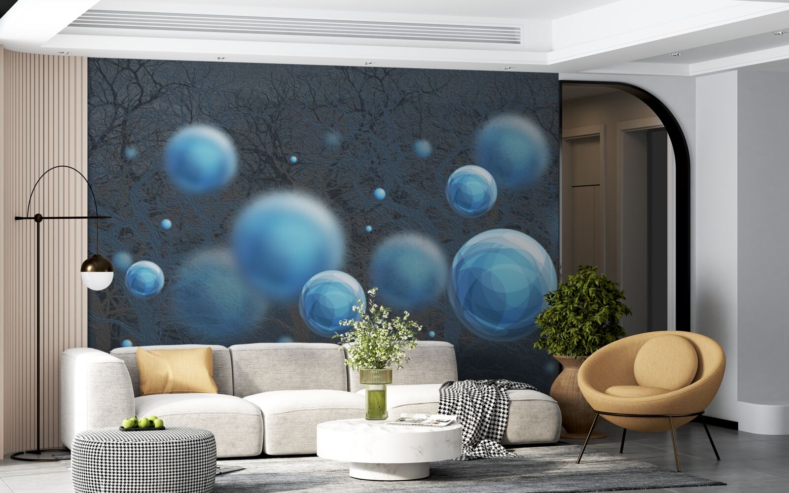 Fototapeta voda plávajúca vo forme modrých kvapiek