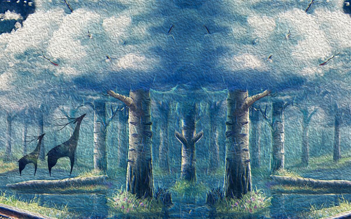 Fototapeta srnčia prechádzka v chladnom lese