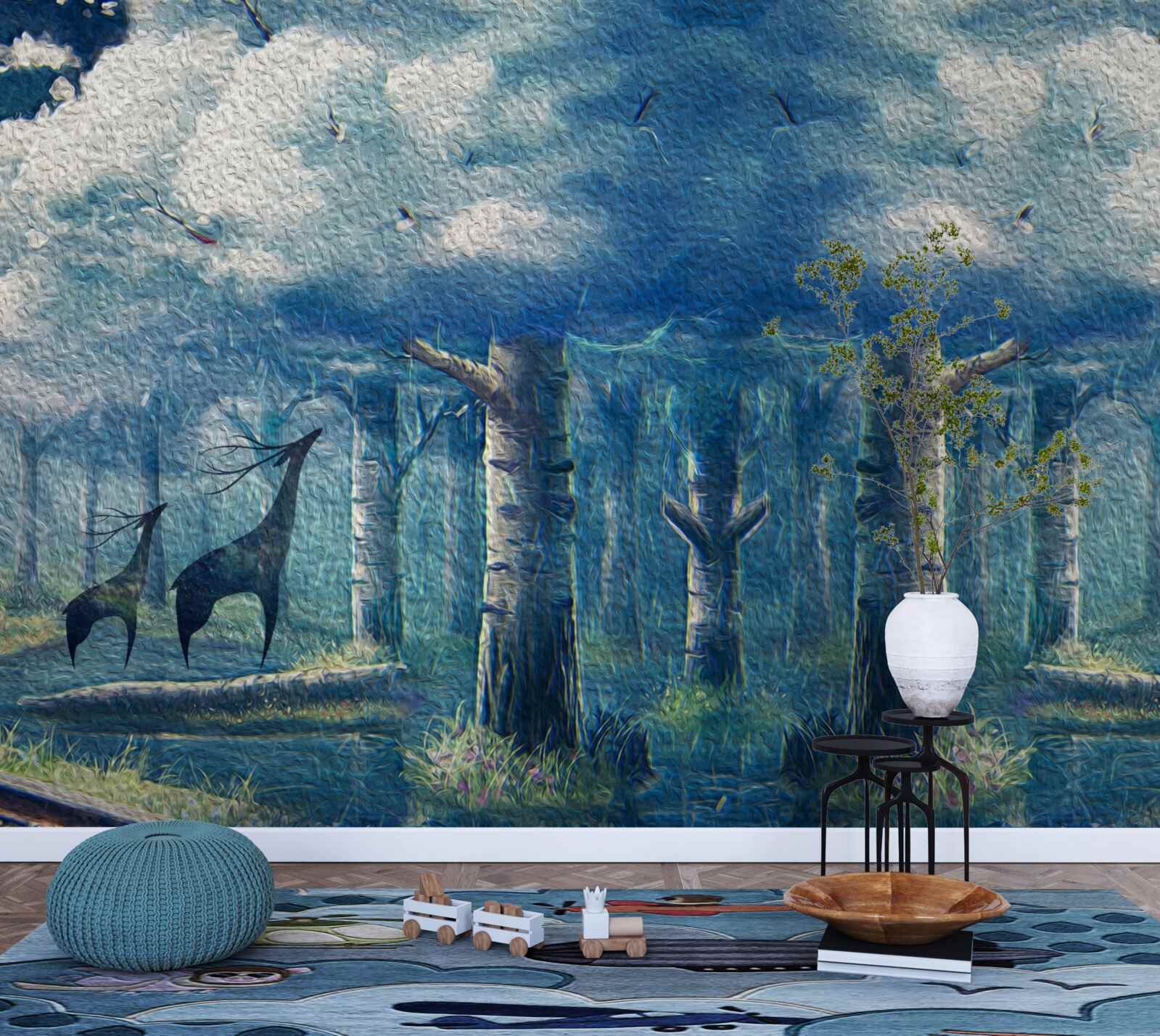 Fototapeta srnčia prechádzka v chladnom lese