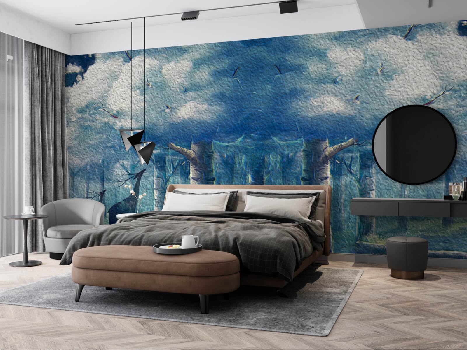 Fototapeta srnčia prechádzka v chladnom lese