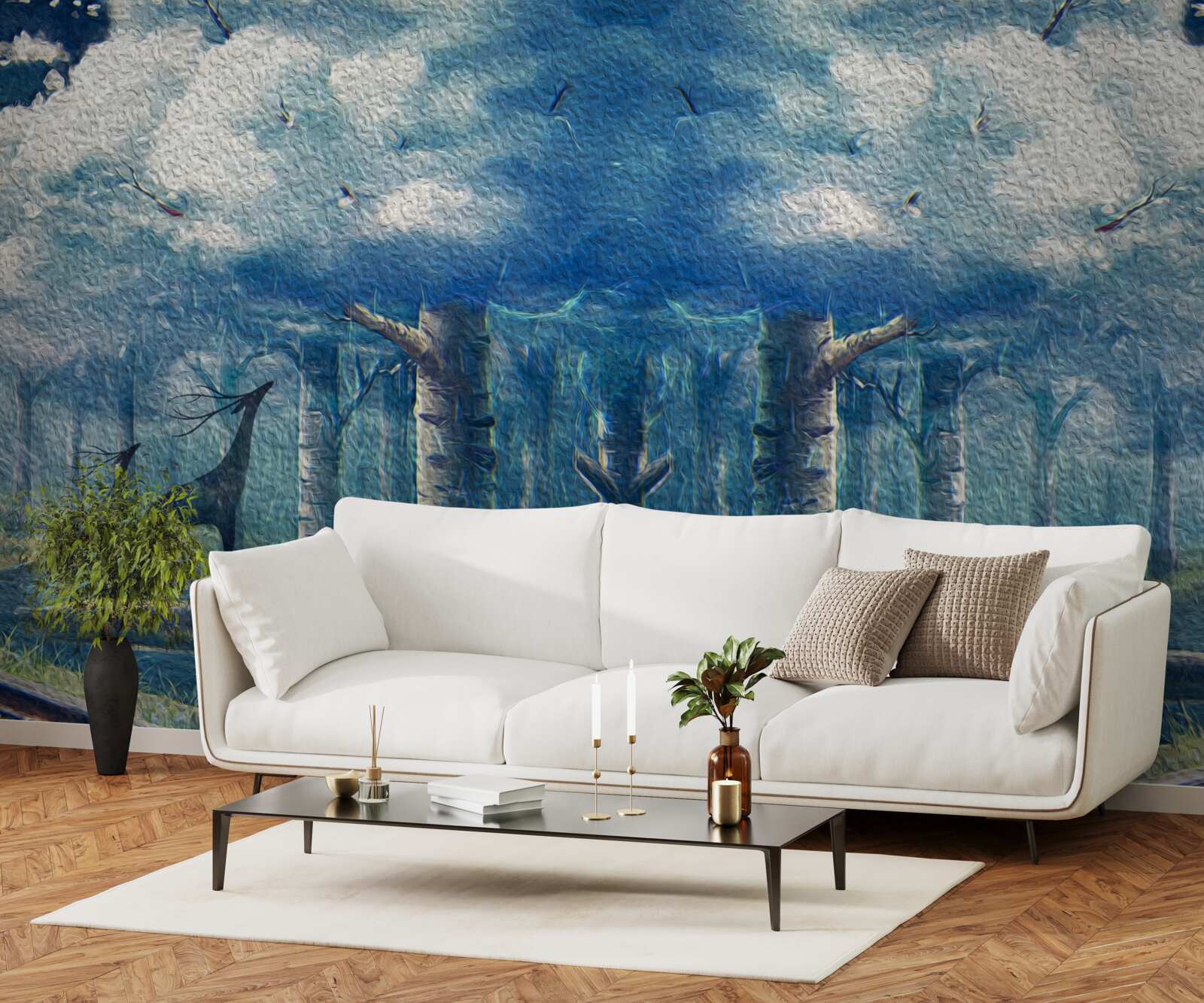 Fototapeta srnčia prechádzka v chladnom lese