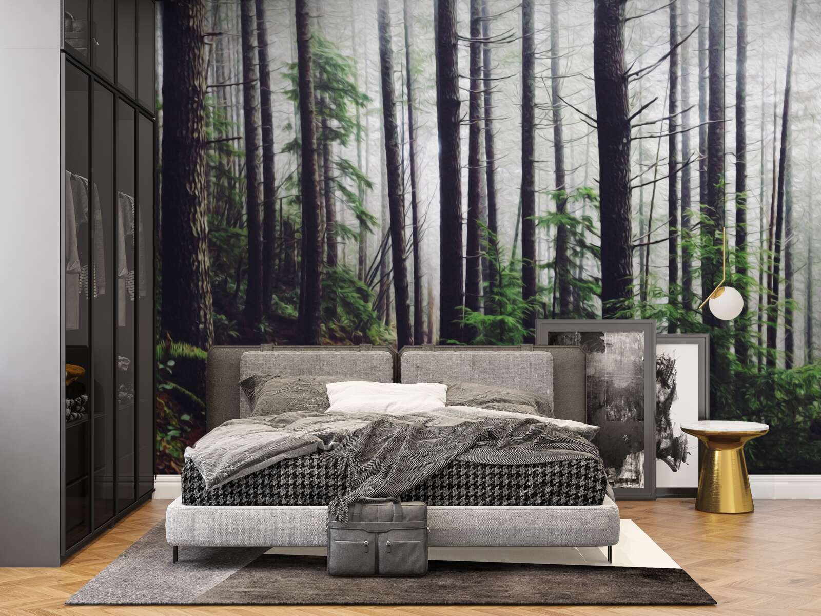 Fototapeta hmlový les je plný vysokých a štíhlych stromov