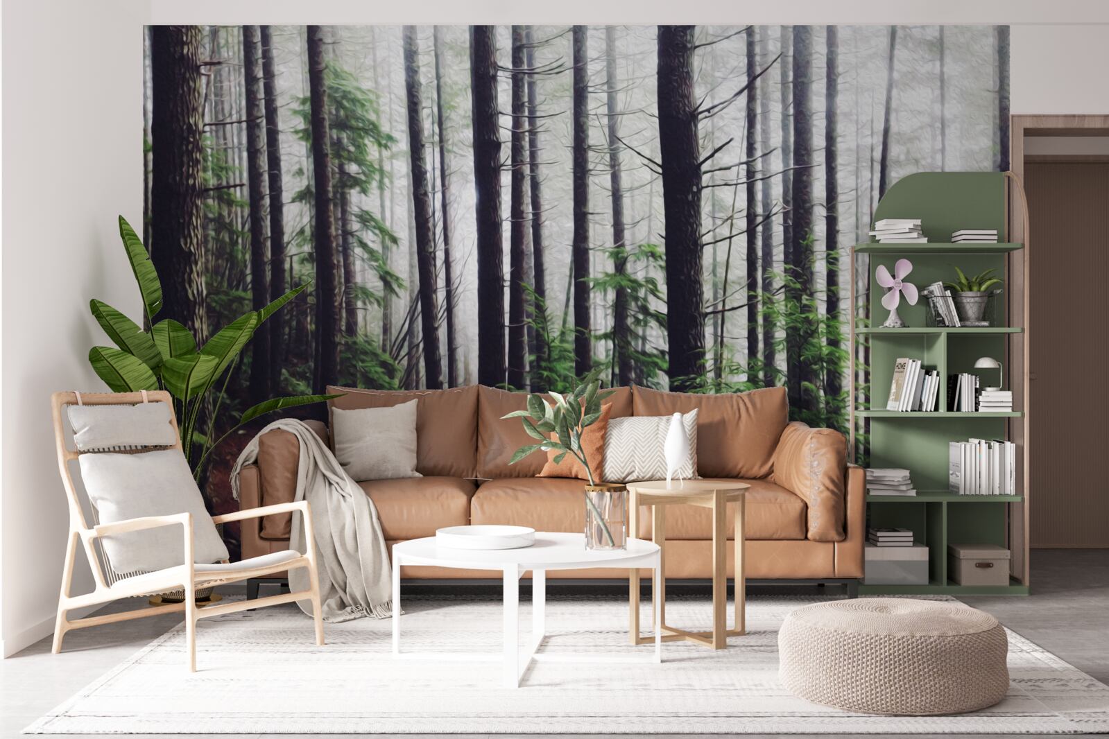 Fototapeta hmlový les je plný vysokých a štíhlych stromov