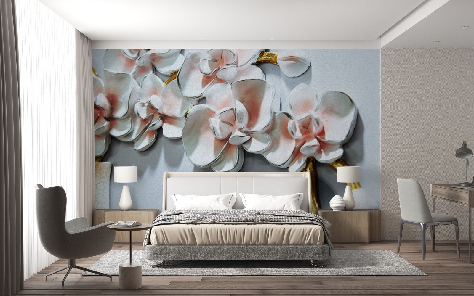 Fototapeta načrtnite vetvy snehovo bielej orchidey