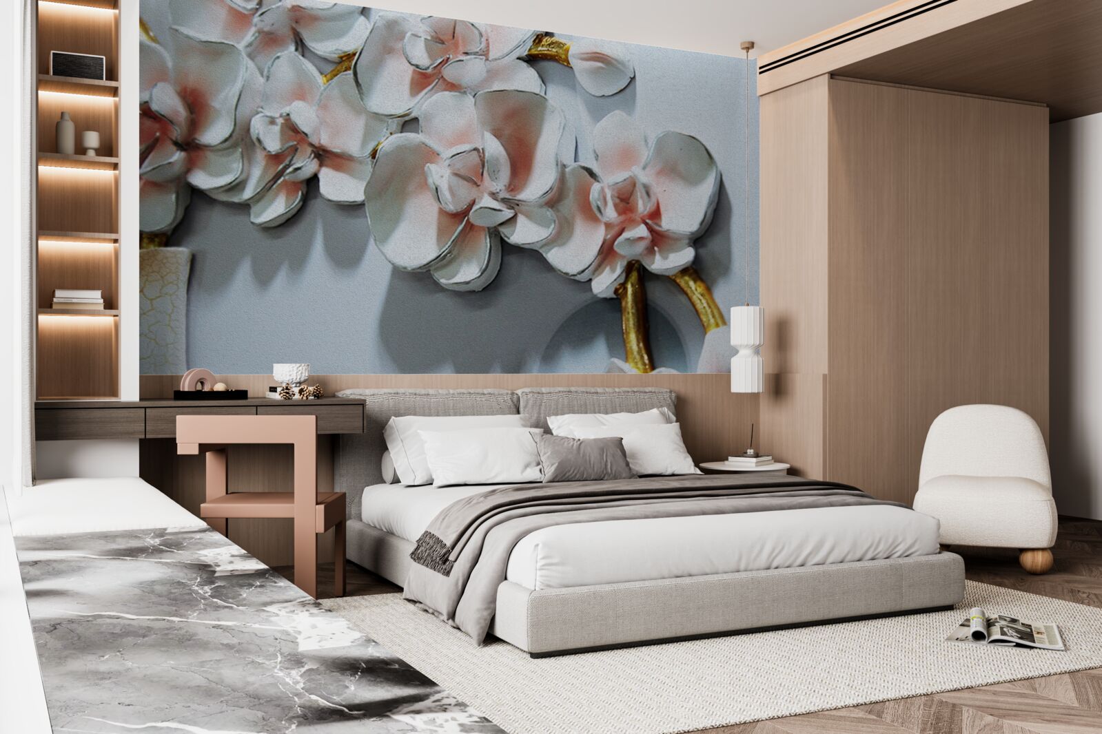 Fototapeta načrtnite vetvy snehovo bielej orchidey