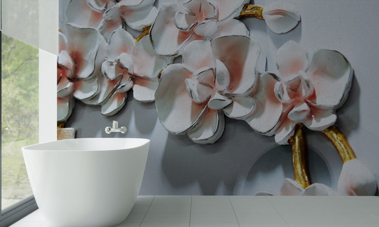 Fototapeta načrtnite vetvy snehovo bielej orchidey