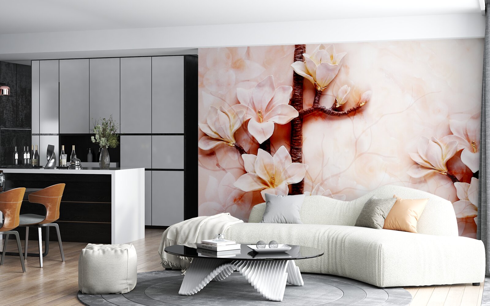 Fototapeta konáre pôvabnej ružovkastej magnólie