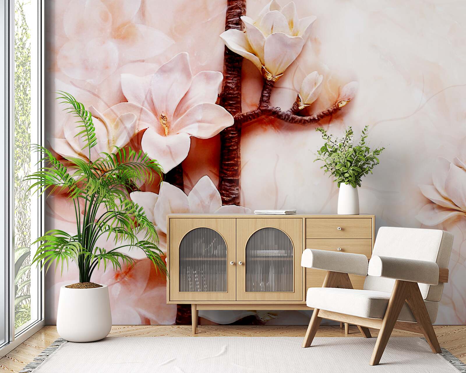 Fototapeta konáre pôvabnej ružovkastej magnólie