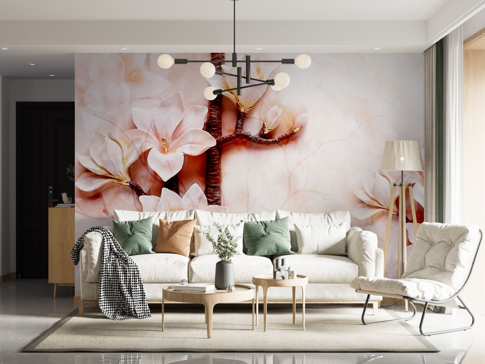 Fototapeta konáre pôvabnej ružovkastej magnólie