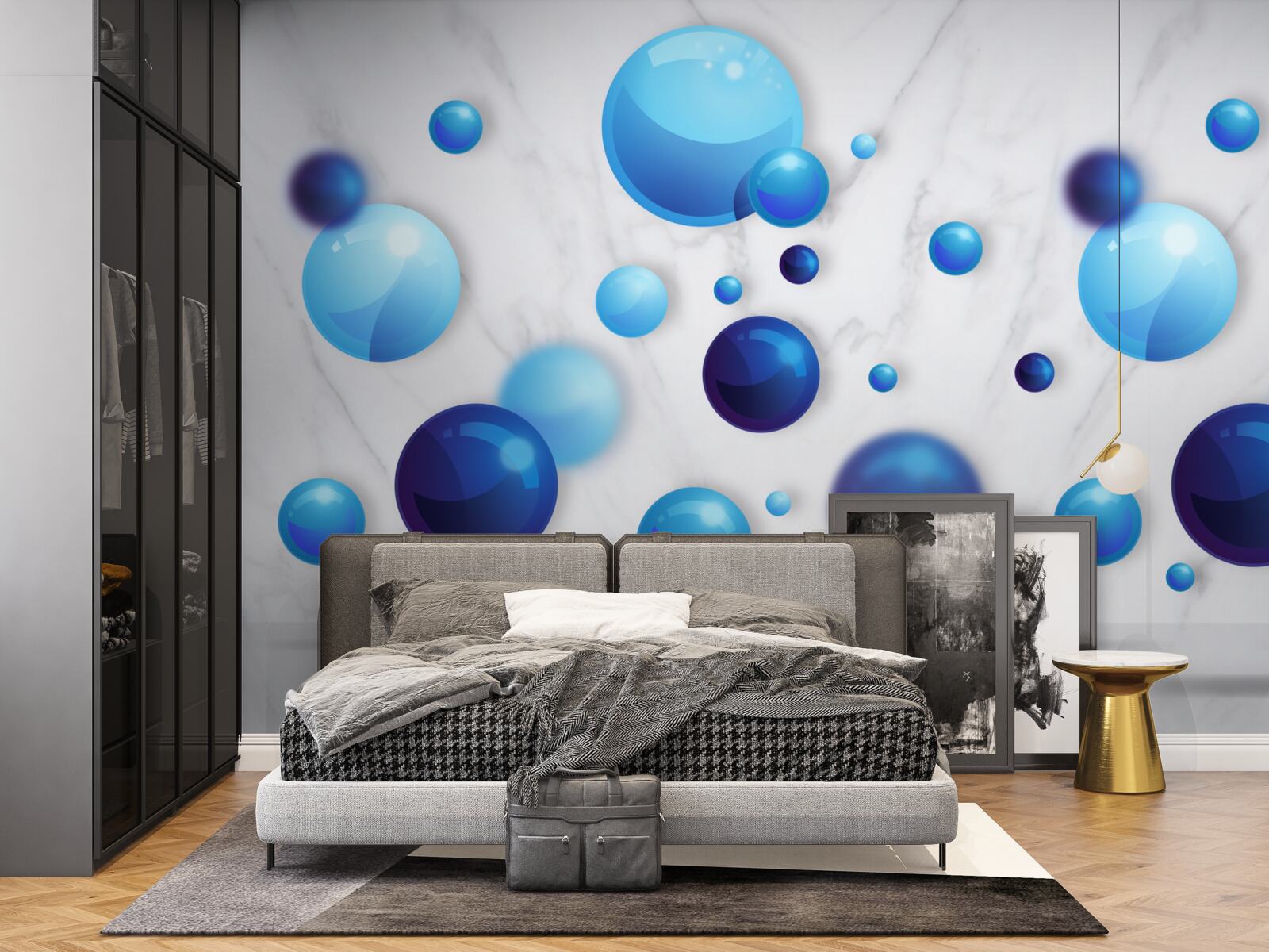 Fototapeta stúpajúce modré a svetlomodré žiarovky