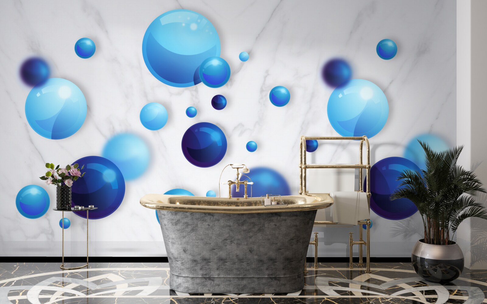 Fototapeta stúpajúce modré a svetlomodré žiarovky