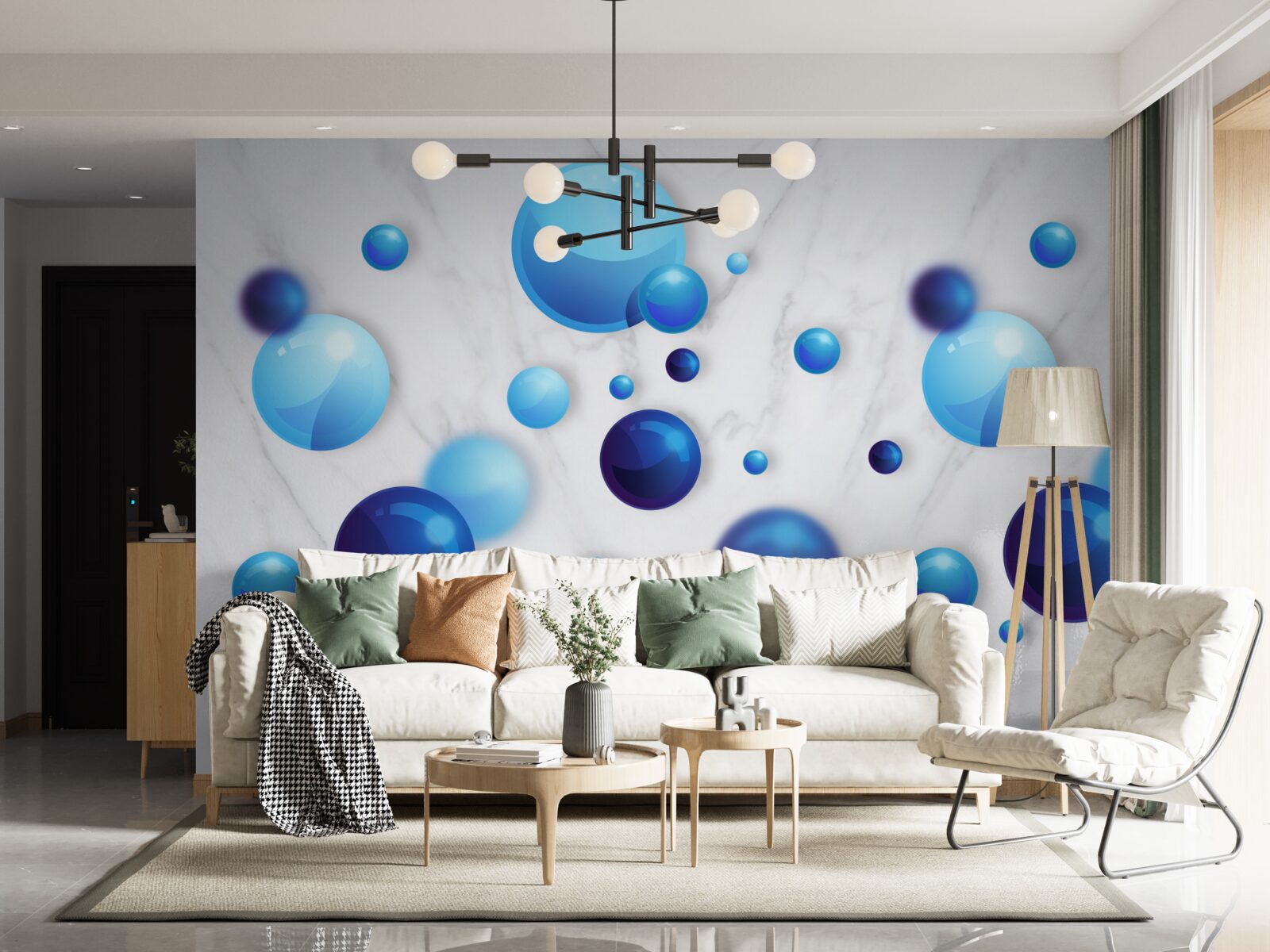 Fototapeta stúpajúce modré a svetlomodré žiarovky