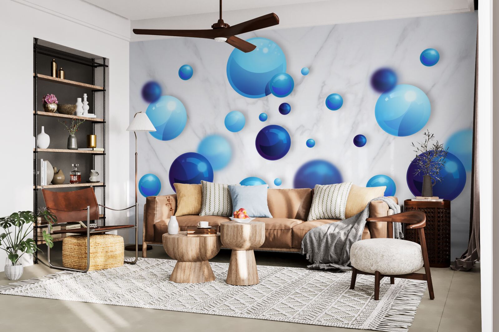 Fototapeta stúpajúce modré a svetlomodré žiarovky