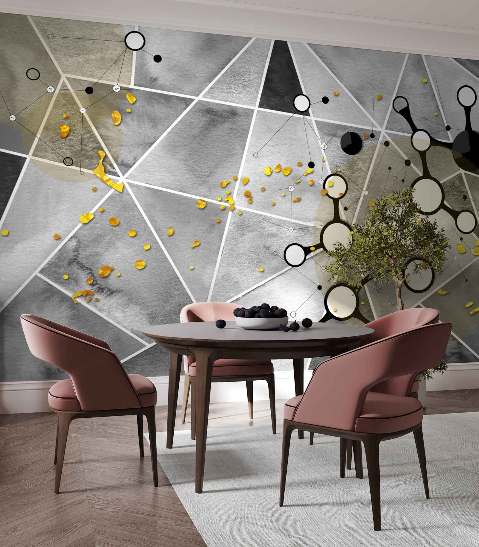 Fototapeta zlaté častice na sivom mramorovom povrchu