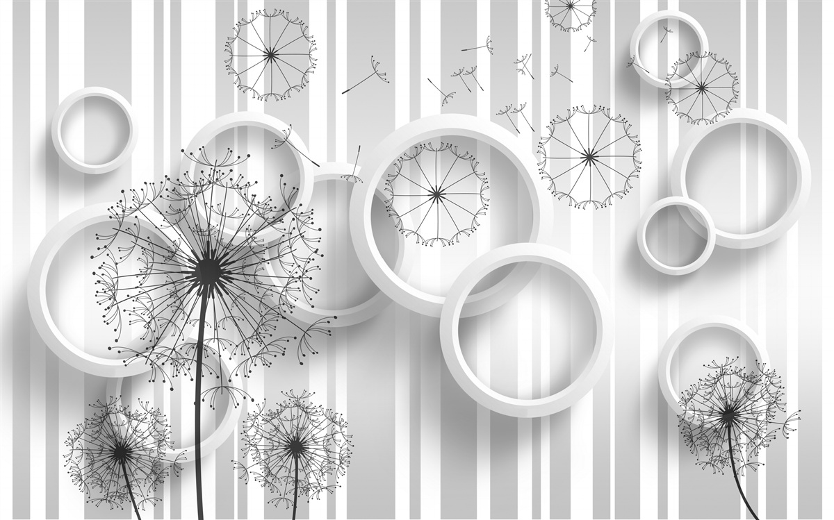 Fototapeta biele plochy a púpavy na slabnúcom pozadí