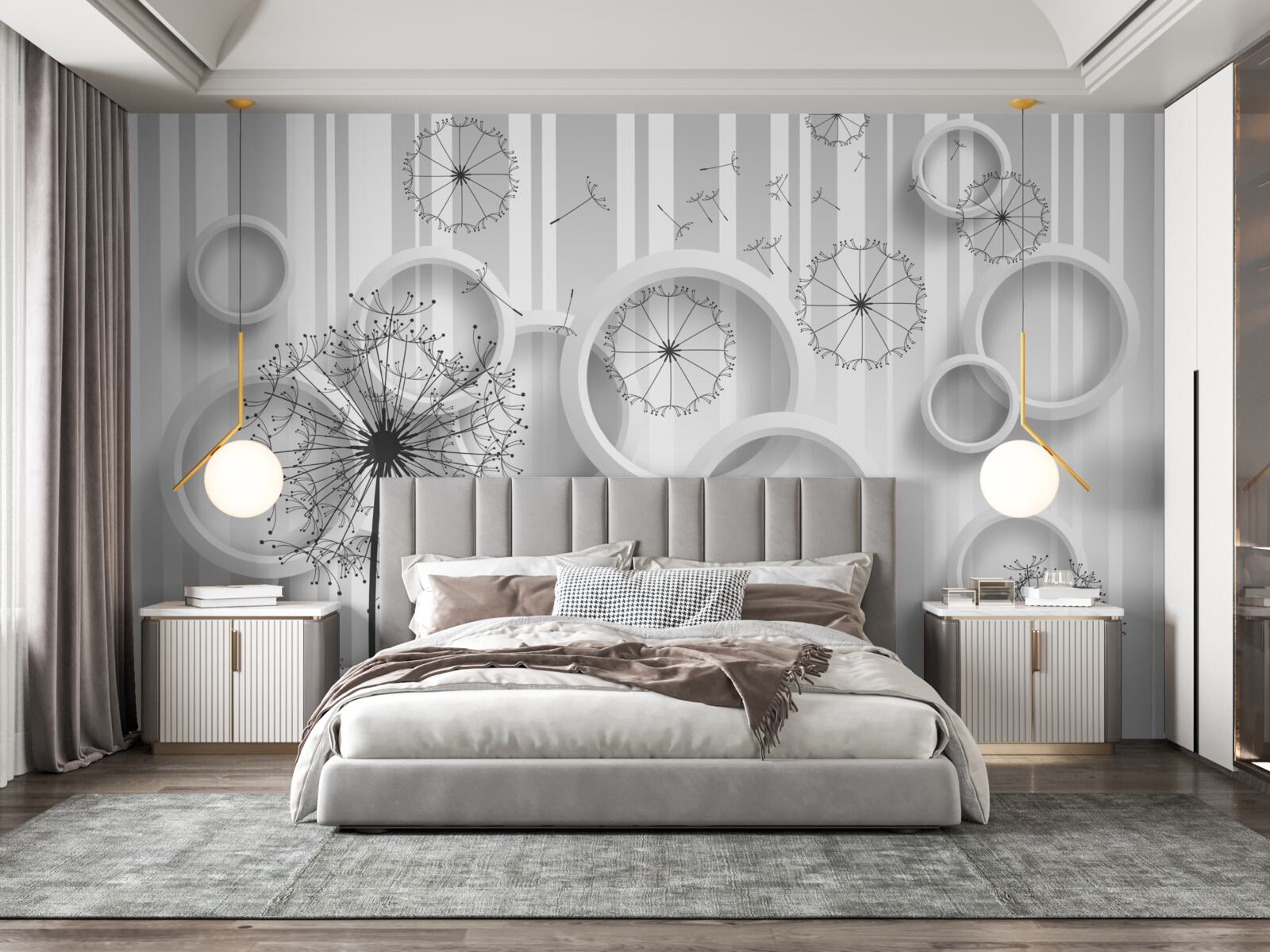 Fototapeta biele plochy a púpavy na slabnúcom pozadí