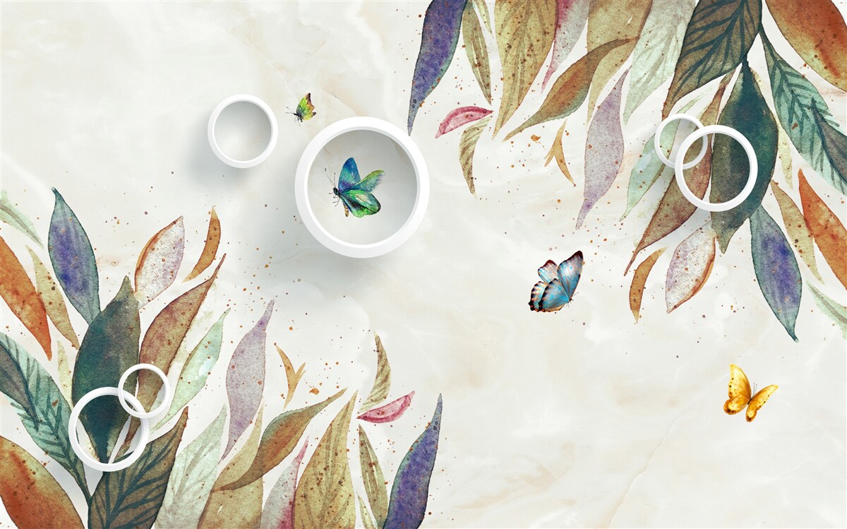 Fototapeta jesenné lístie a motýle