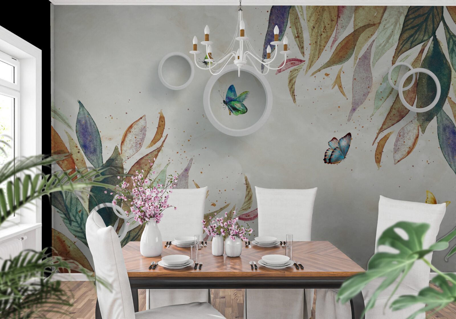 Fototapeta jesenné lístie a motýle