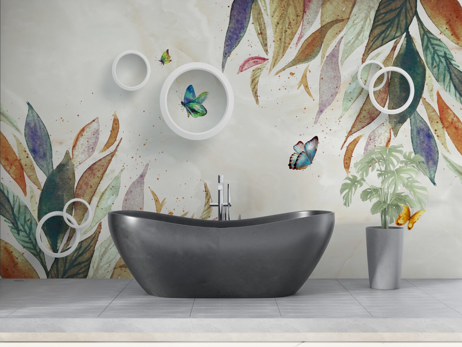 Fototapeta jesenné lístie a motýle