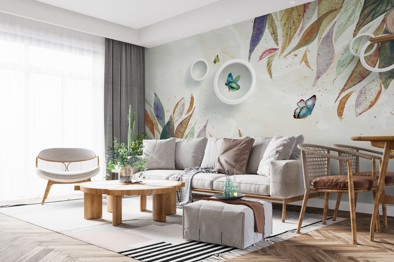 Fototapeta jesenné lístie a motýle