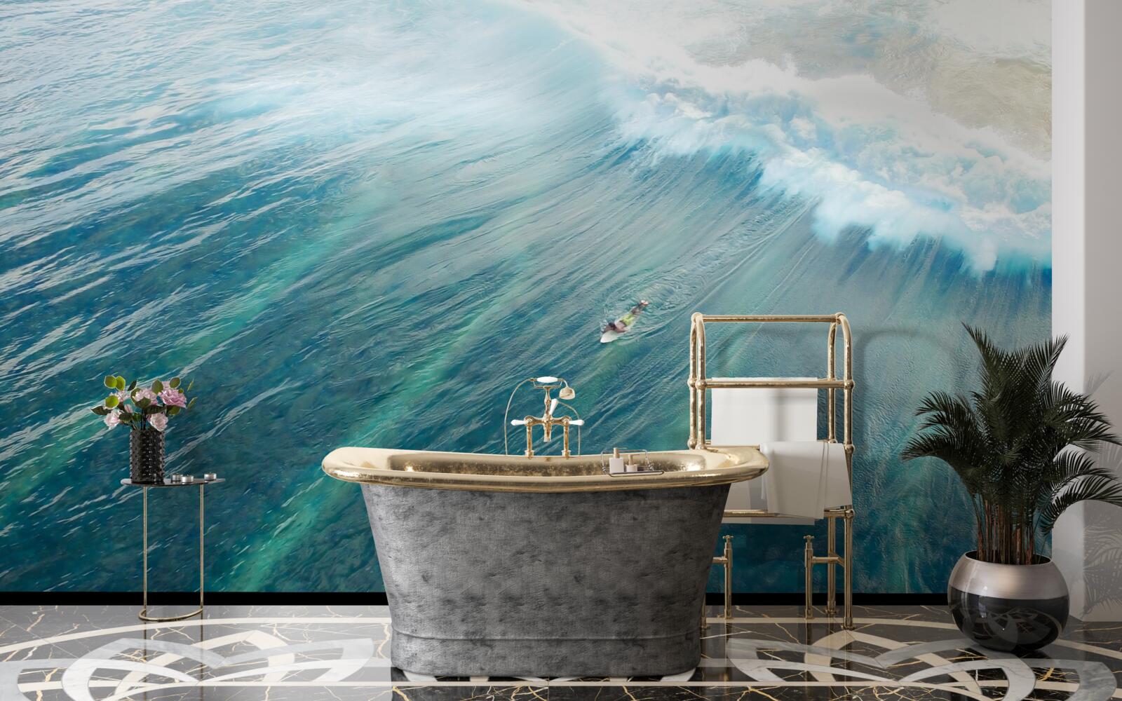 Fototapeta prekonávanie morských vĺn surfovaním