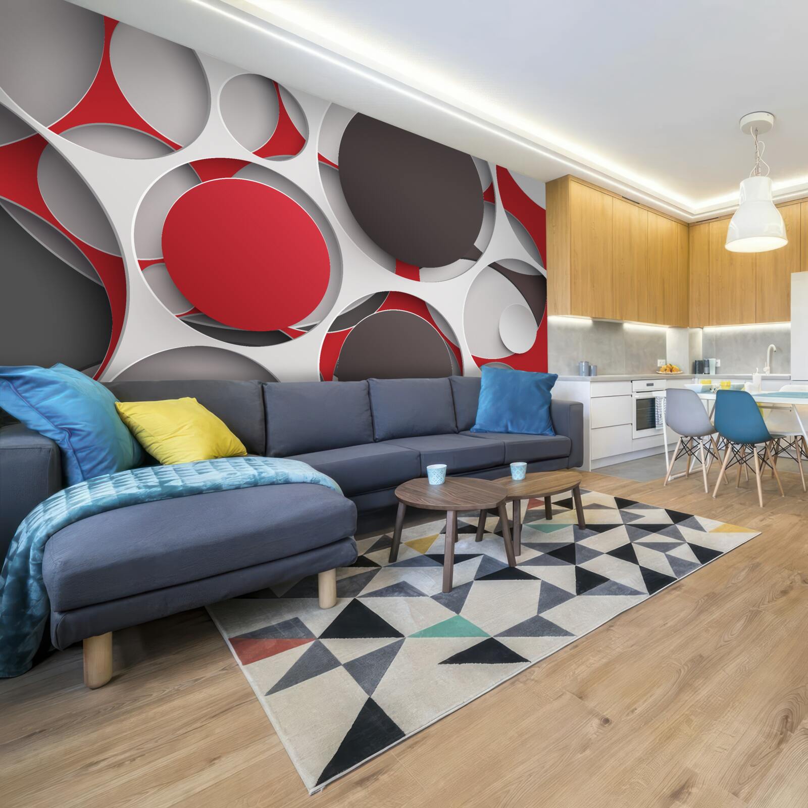 Fototapeta sieťovina s farebnými kruhmi