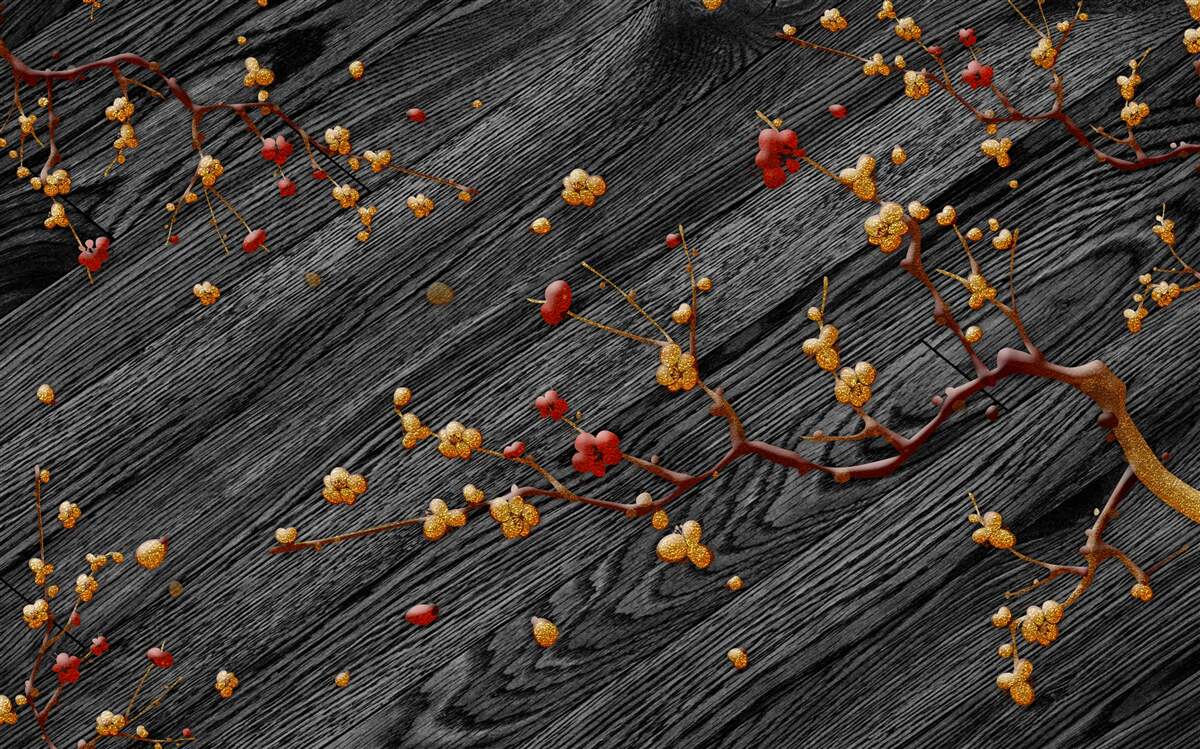 Fototapeta vetva magnólie, pozlátená po západe slnka