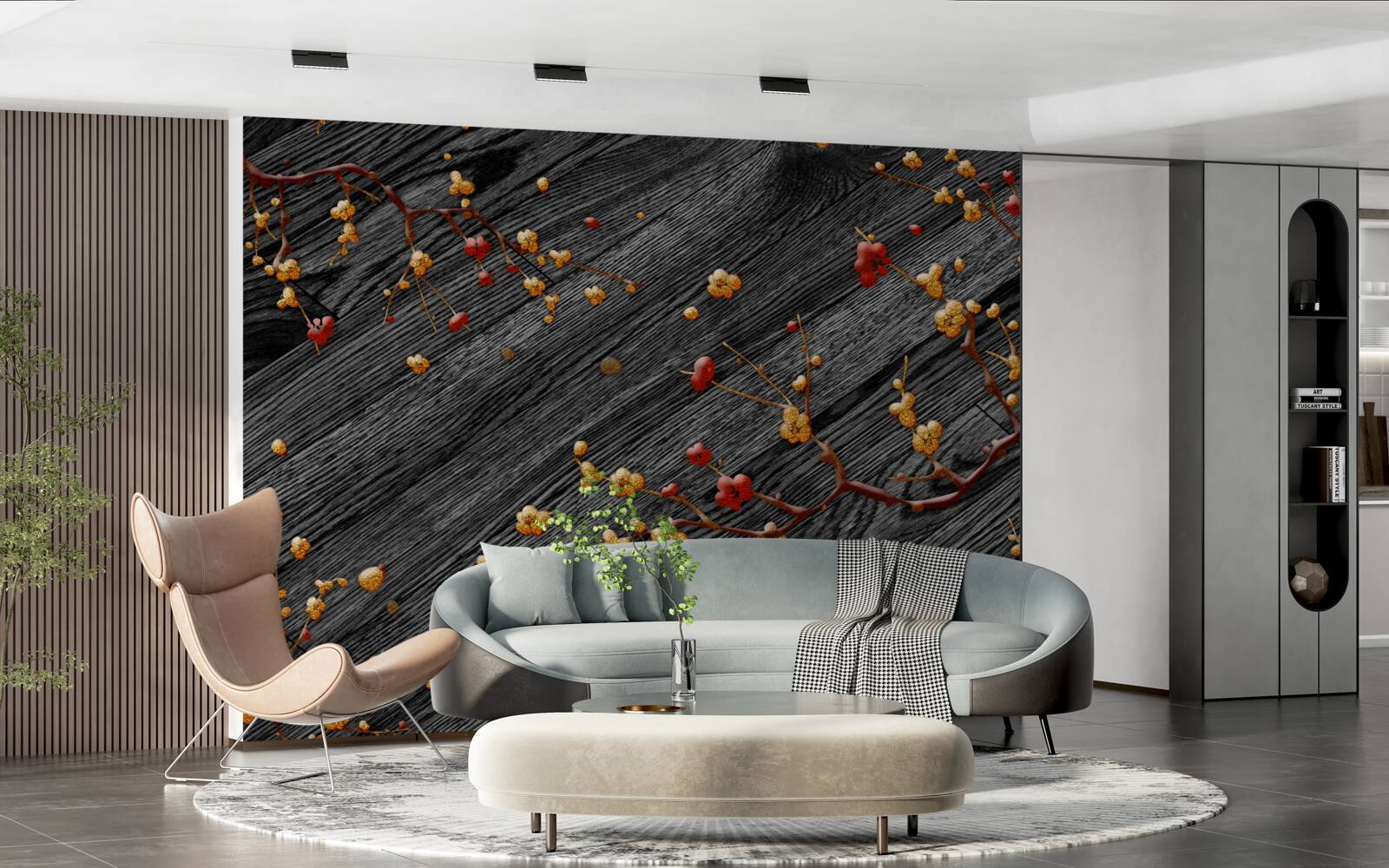 Fototapeta vetva magnólie, pozlátená po západe slnka