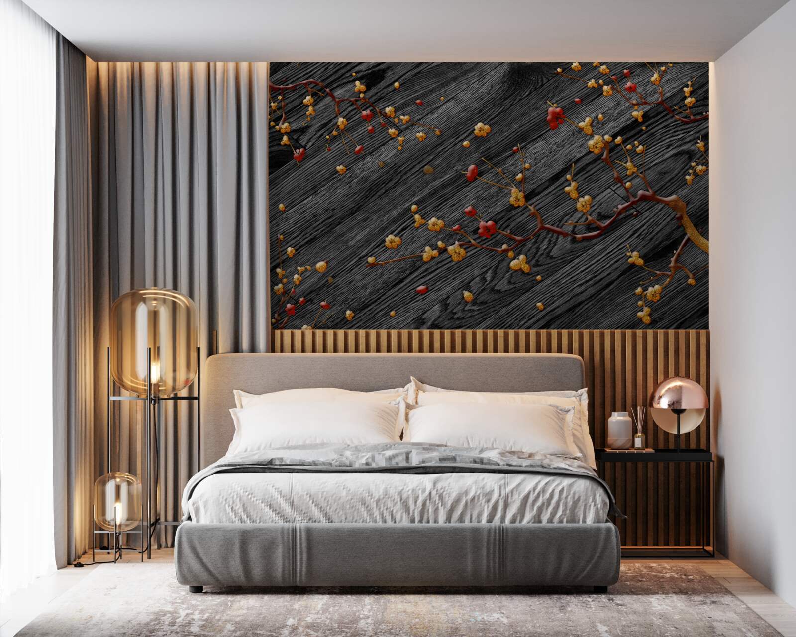 Fototapeta vetva magnólie, pozlátená po západe slnka