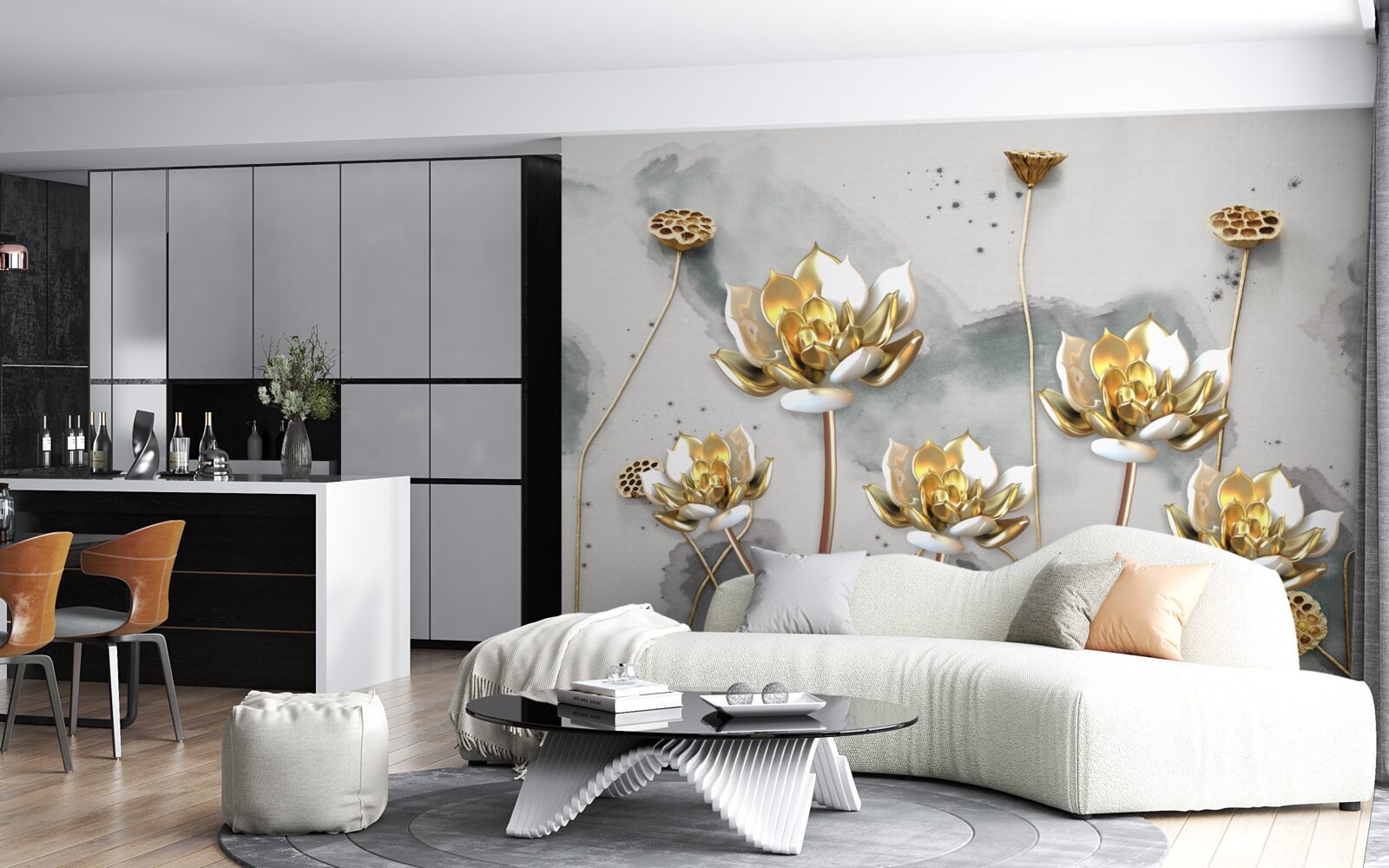 Fototapeta zlaté kvety na pôvabných stonkách