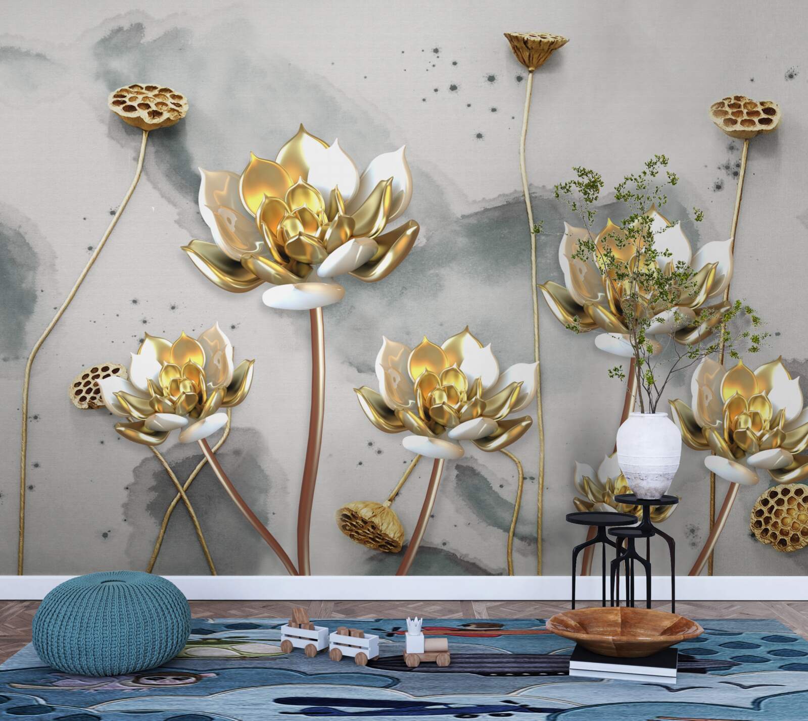 Fototapeta zlaté kvety na pôvabných stonkách