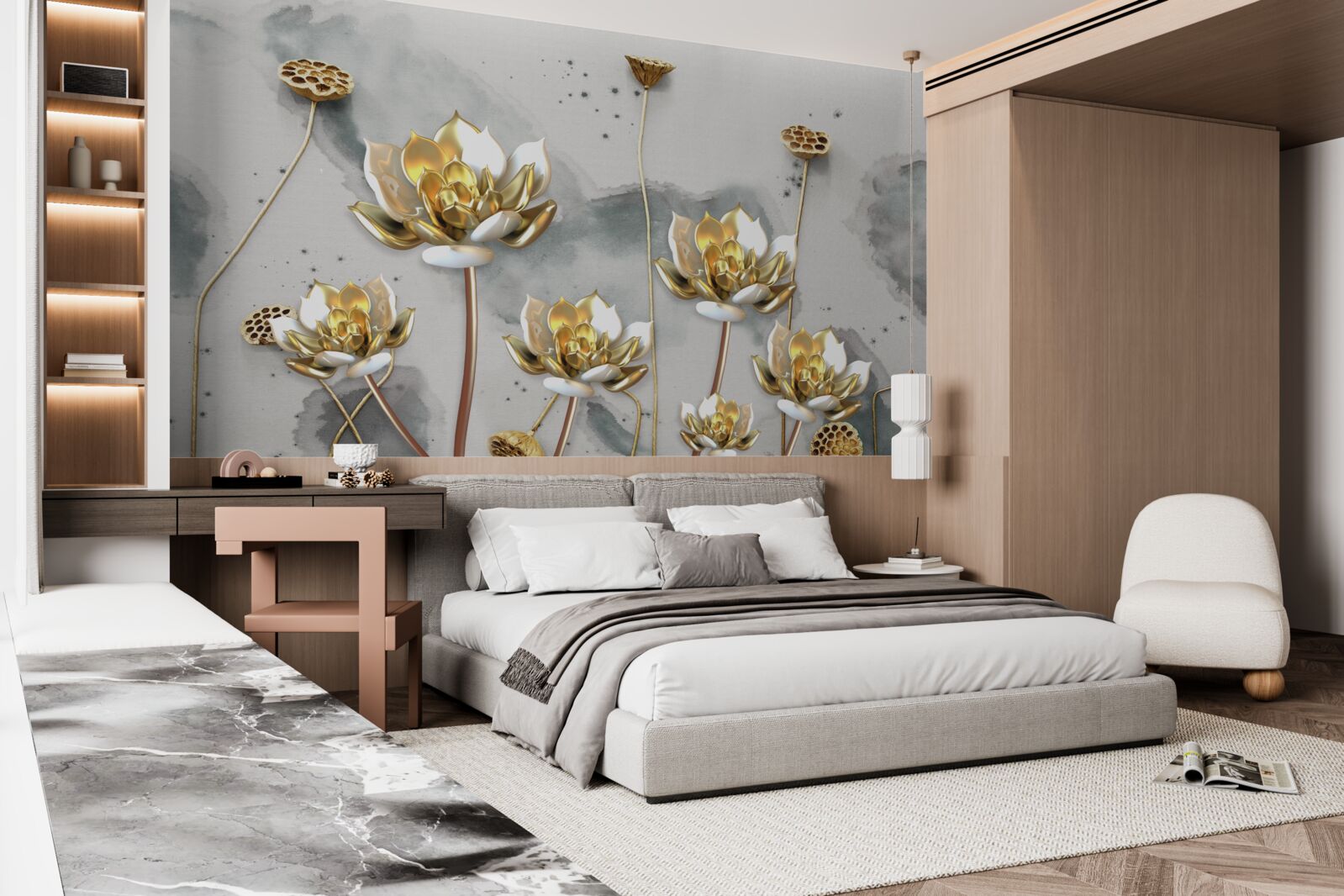 Fototapeta zlaté kvety na pôvabných stonkách