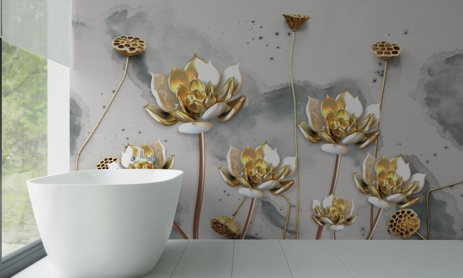 Fototapeta zlaté kvety na pôvabných stonkách