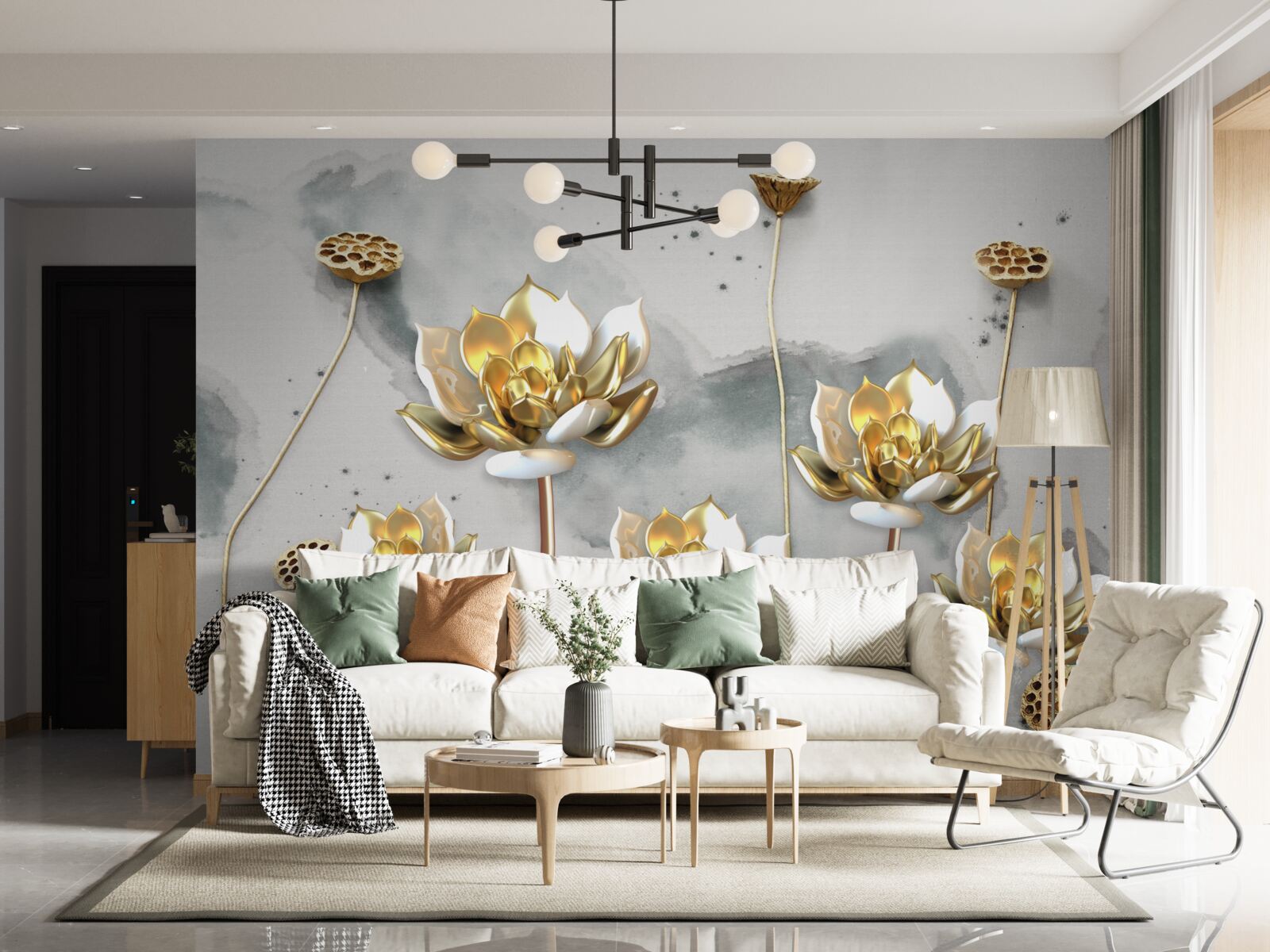 Fototapeta zlaté kvety na pôvabných stonkách