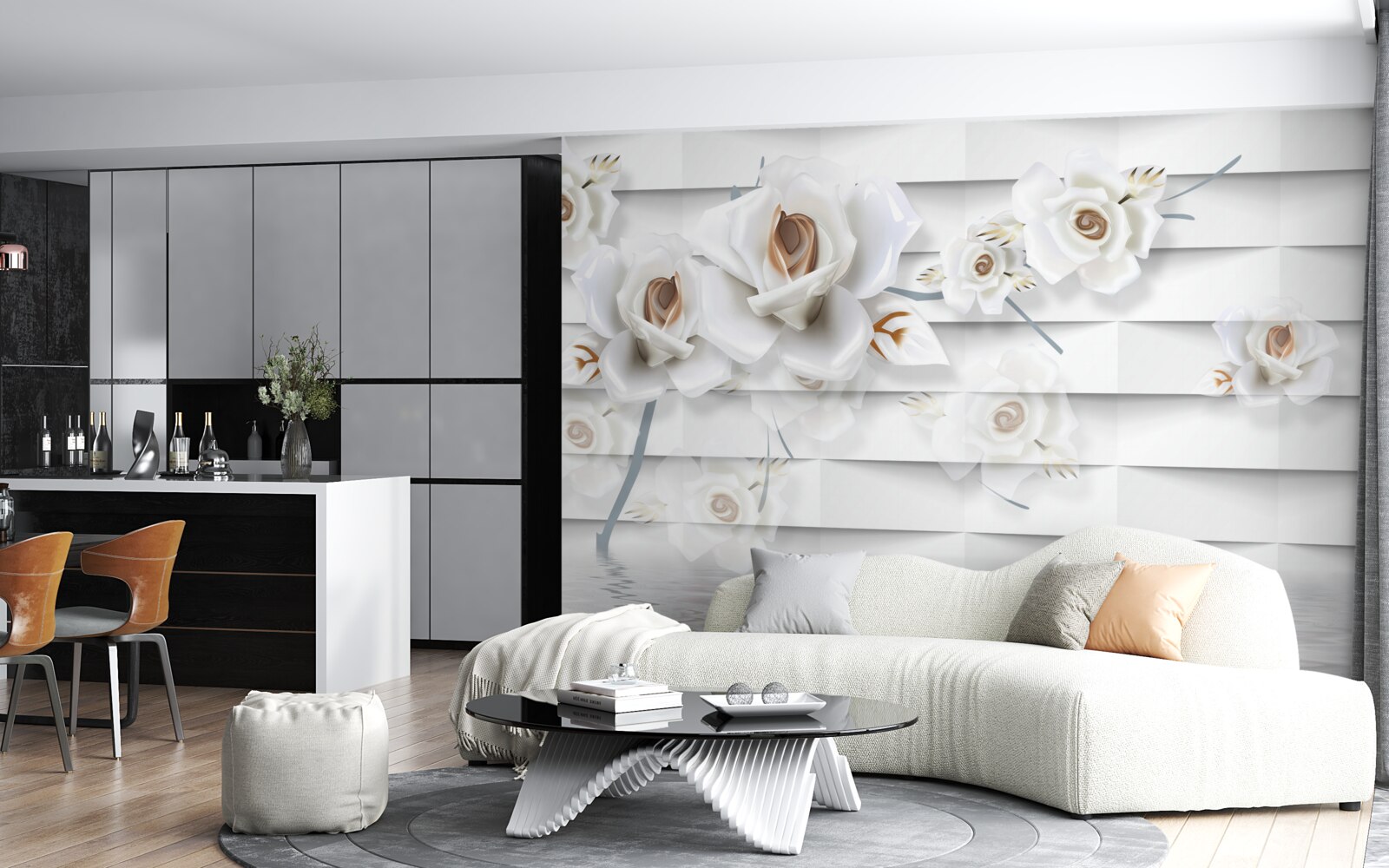 Fototapeta pokojná voda je posiata bielymi kvetmi