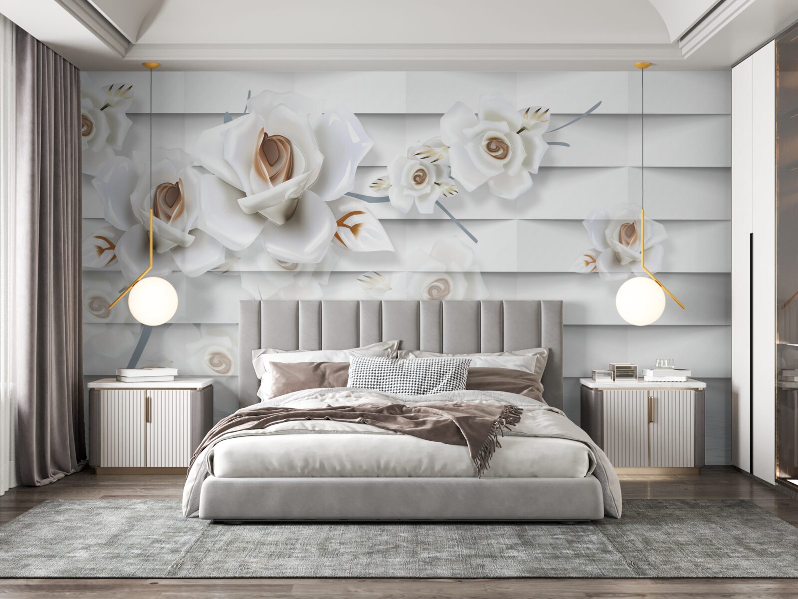 Fototapeta pokojná voda je posiata bielymi kvetmi