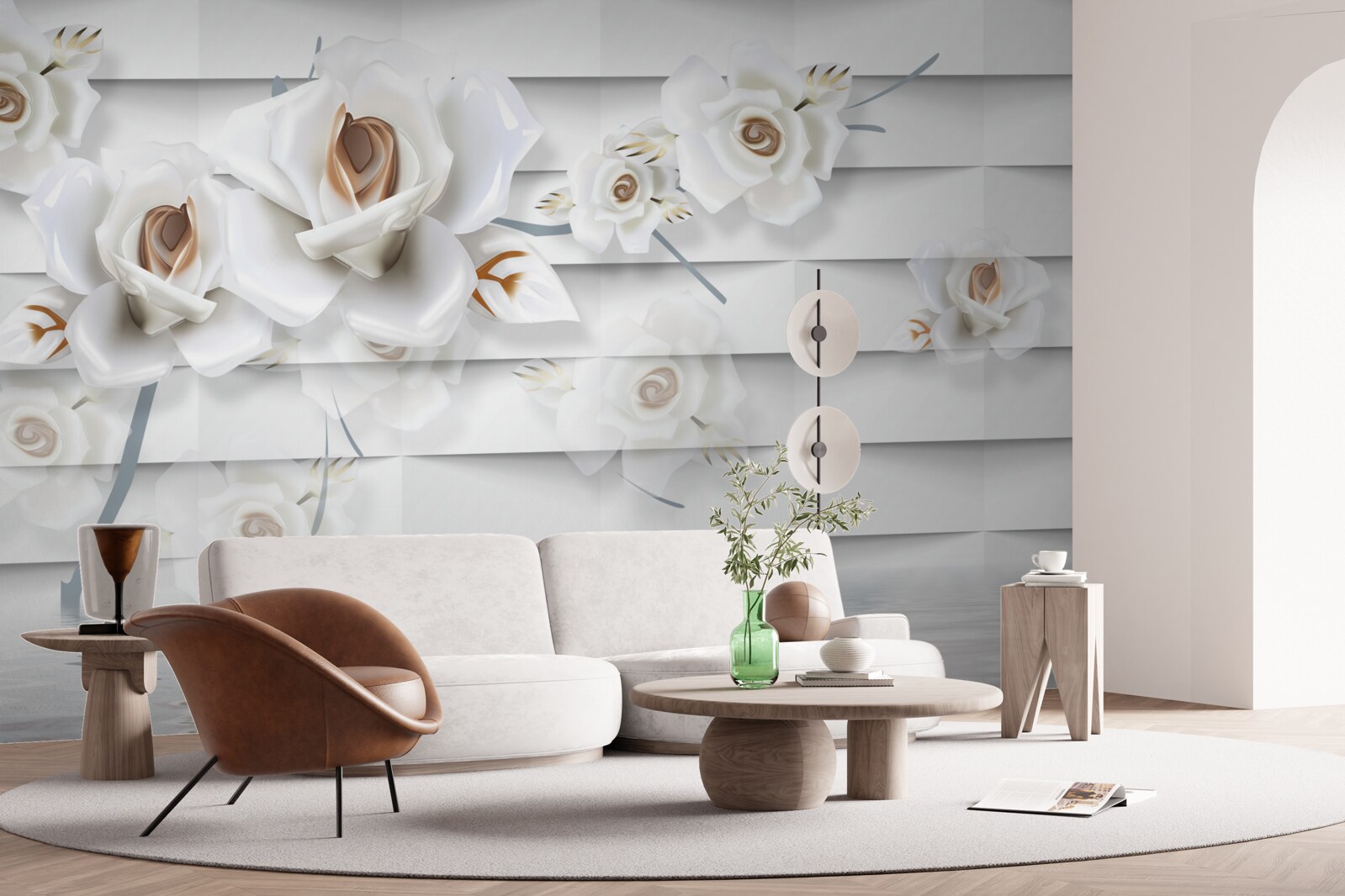 Fototapeta pokojná voda je posiata bielymi kvetmi