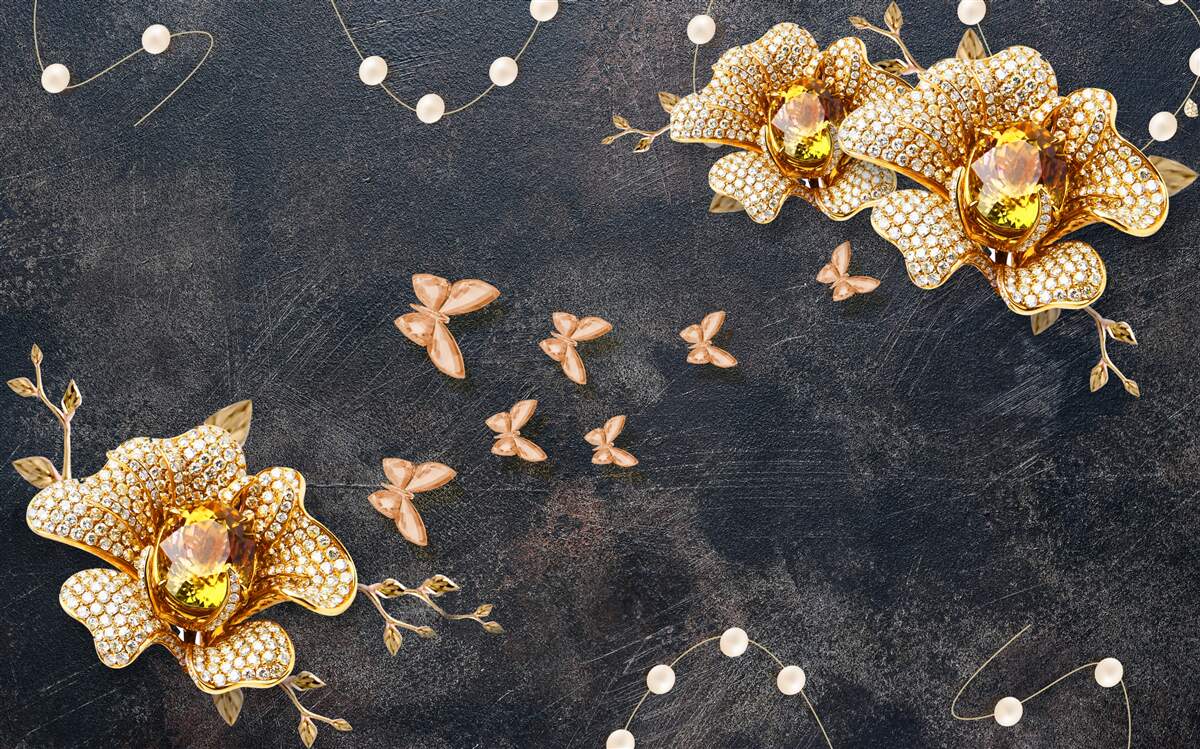 Fototapeta večer zdobia motýle zlaté kvety