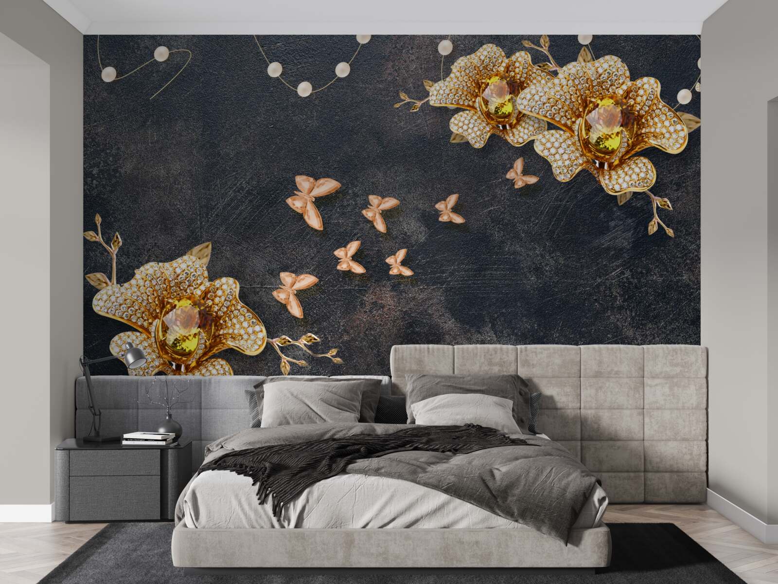 Fototapeta večer zdobia motýle zlaté kvety