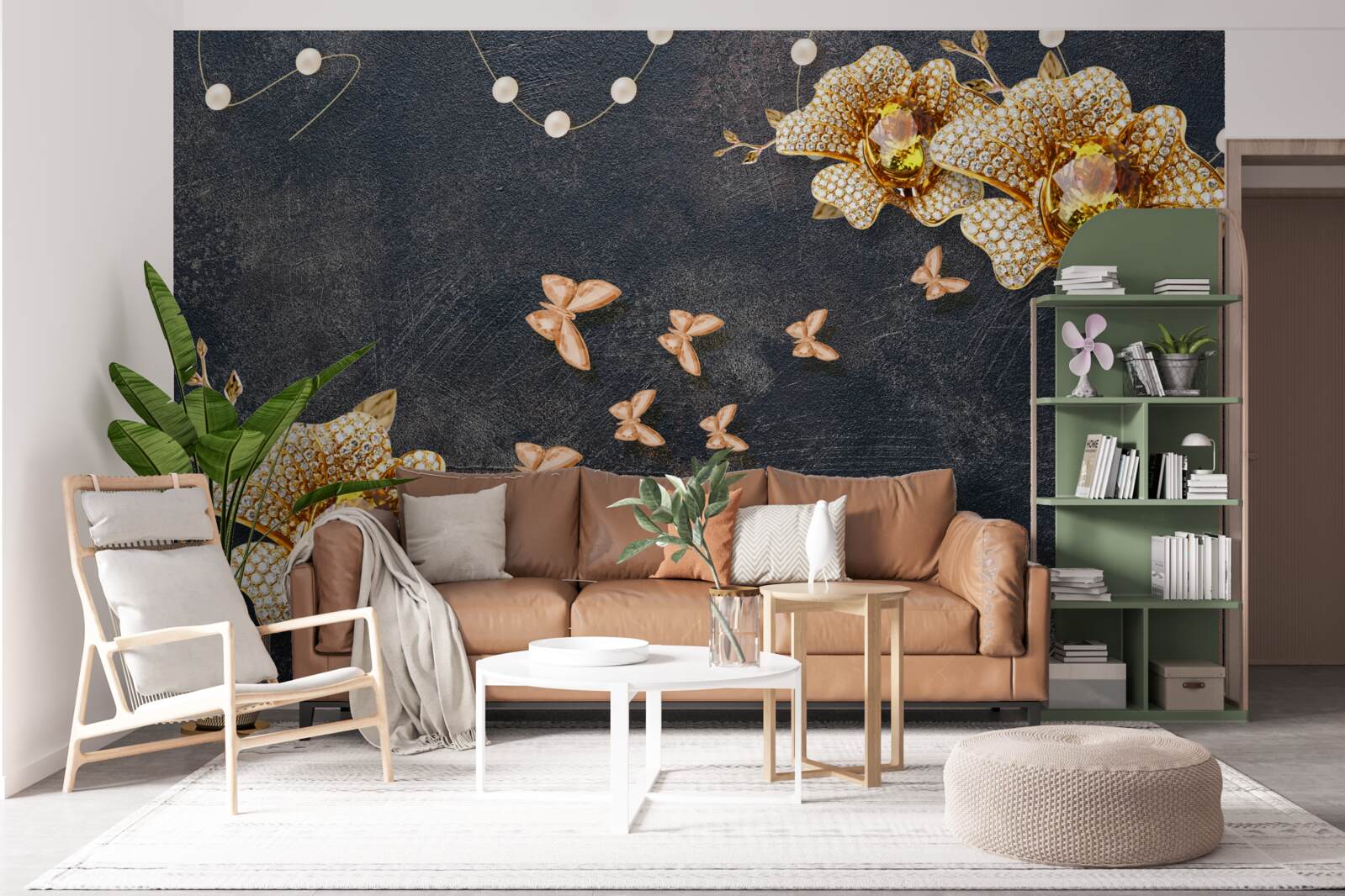 Fototapeta večer zdobia motýle zlaté kvety