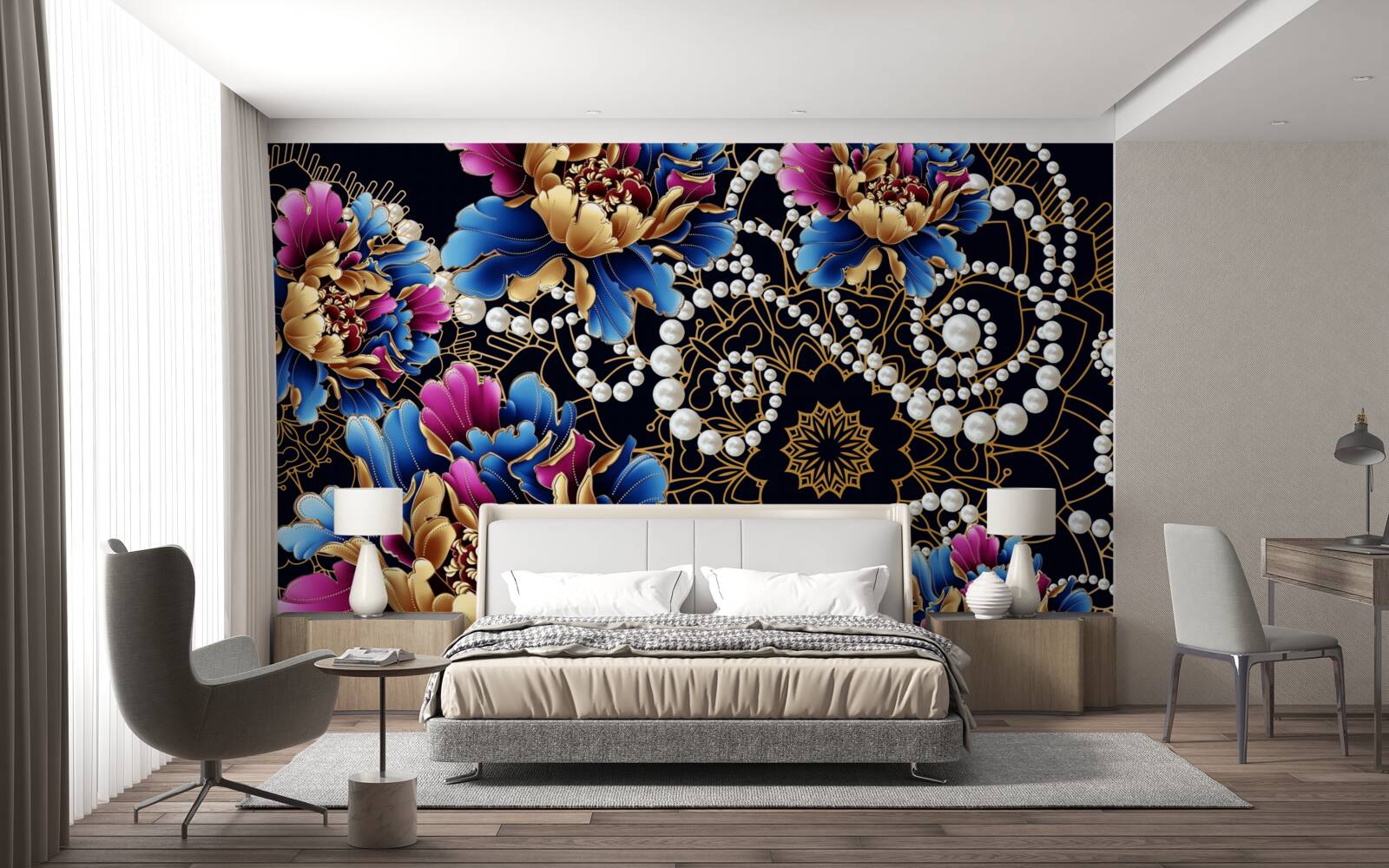 Fototapeta šperky a kvety vytvárajú abstraktný set