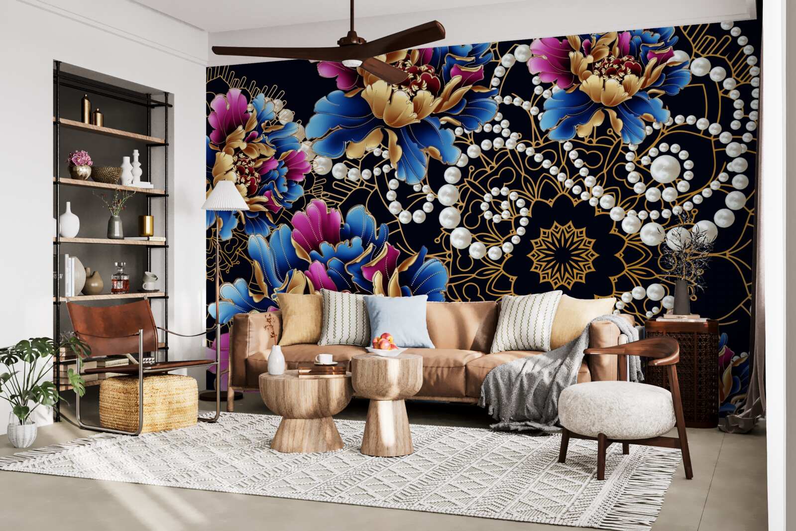 Fototapeta šperky a kvety vytvárajú abstraktný set