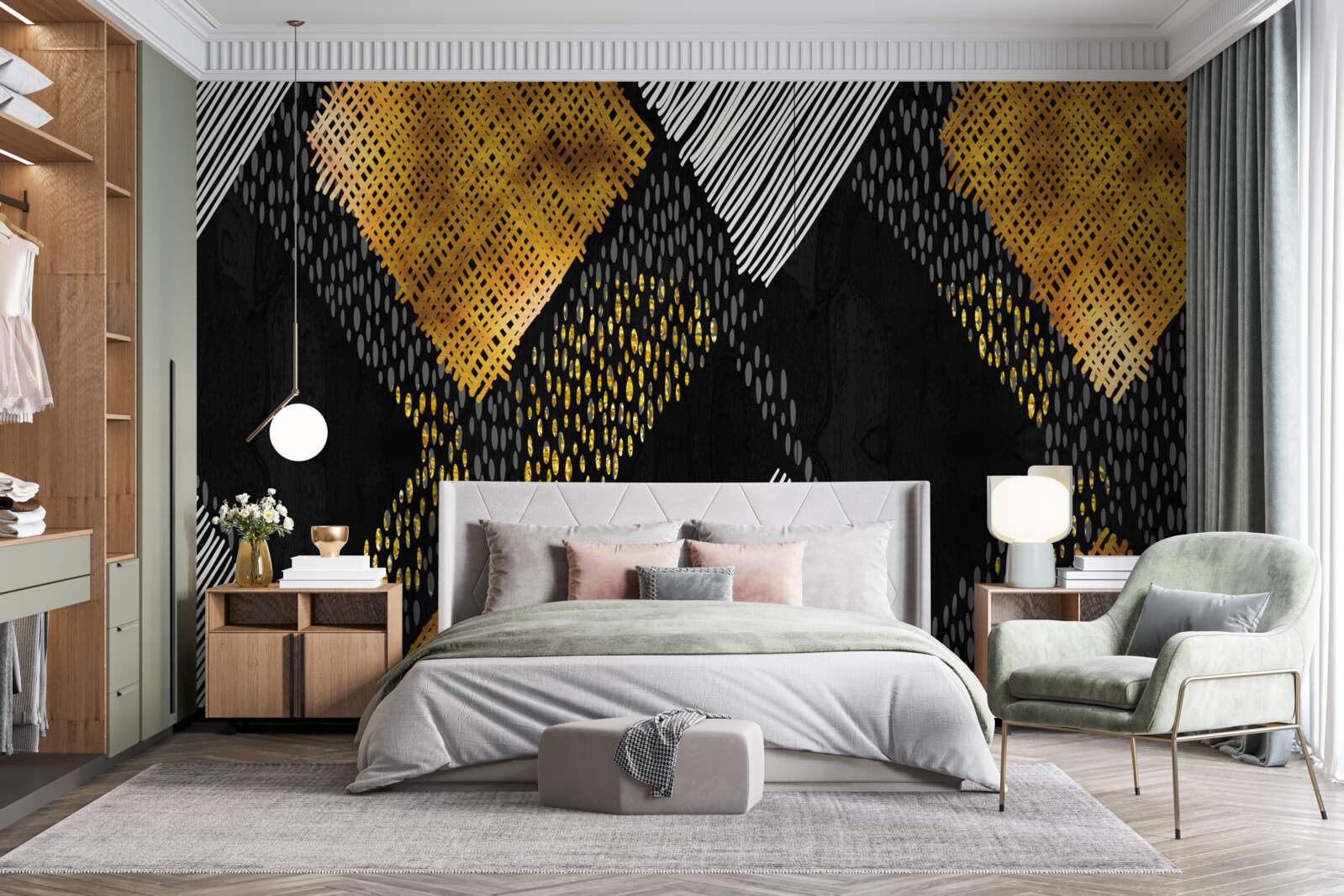 Fototapeta horské štíty, čierne a zlaté