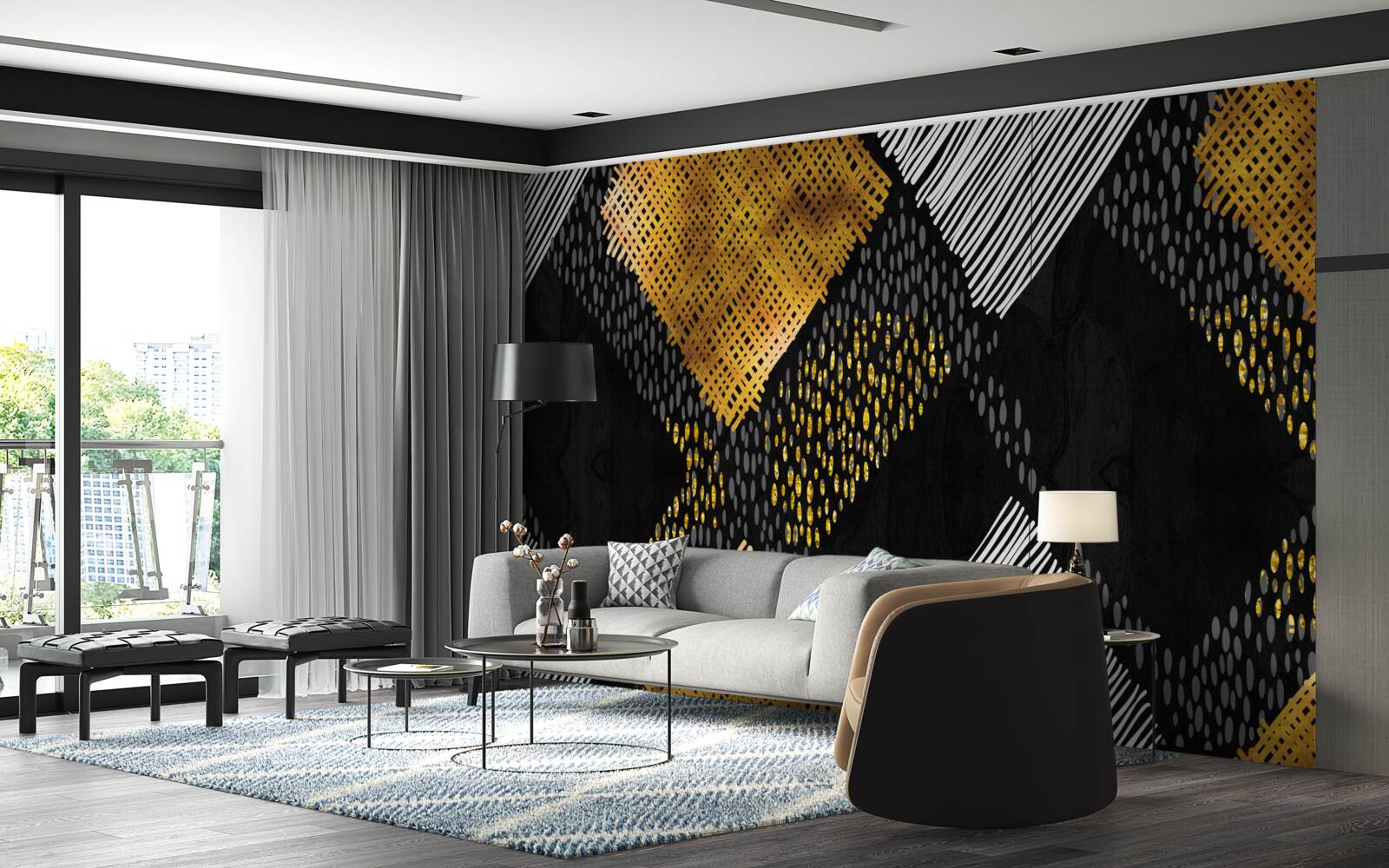 Fototapeta horské štíty, čierne a zlaté