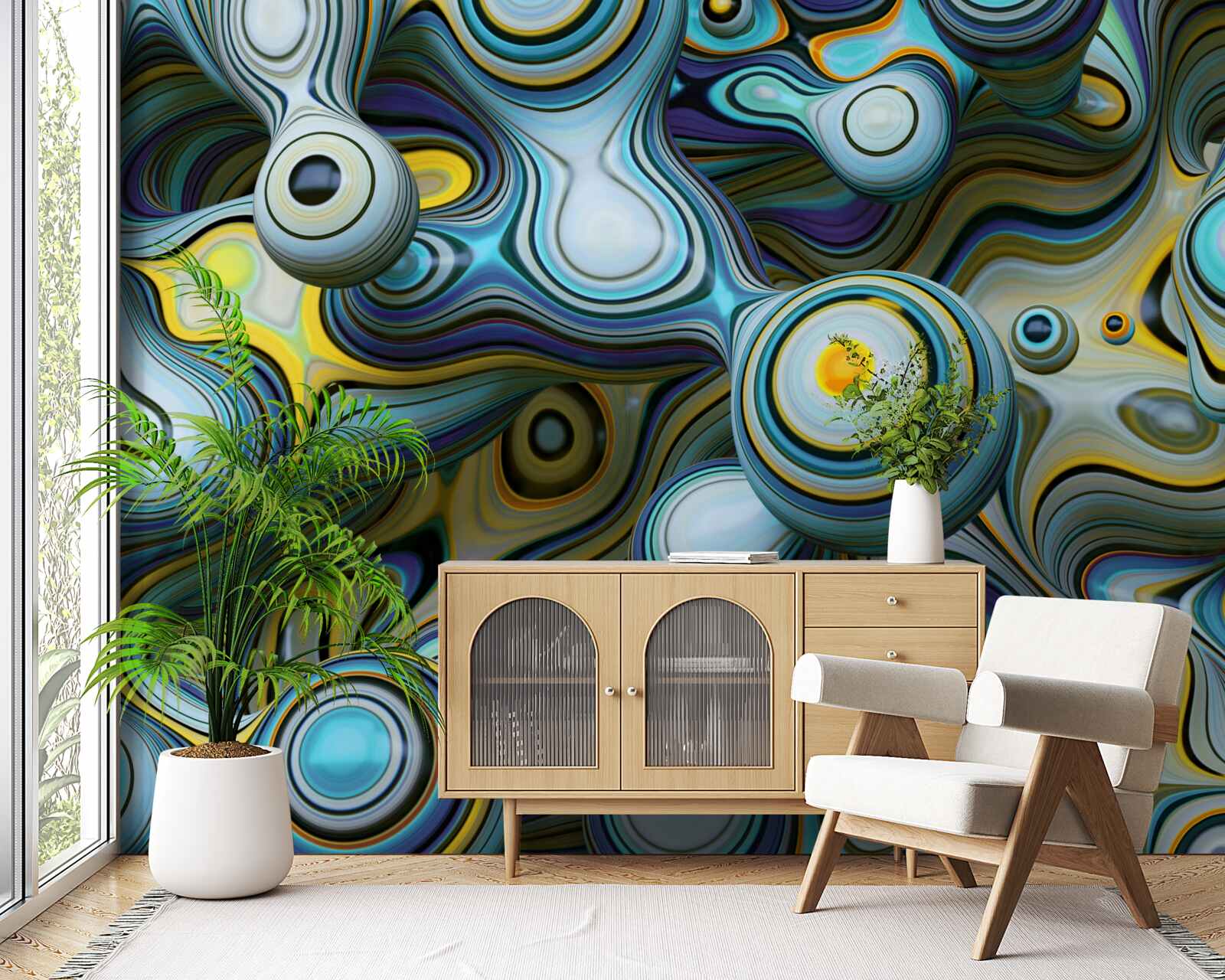 Fototapeta abstraktné obrazy loptičiek a jasných lúčov