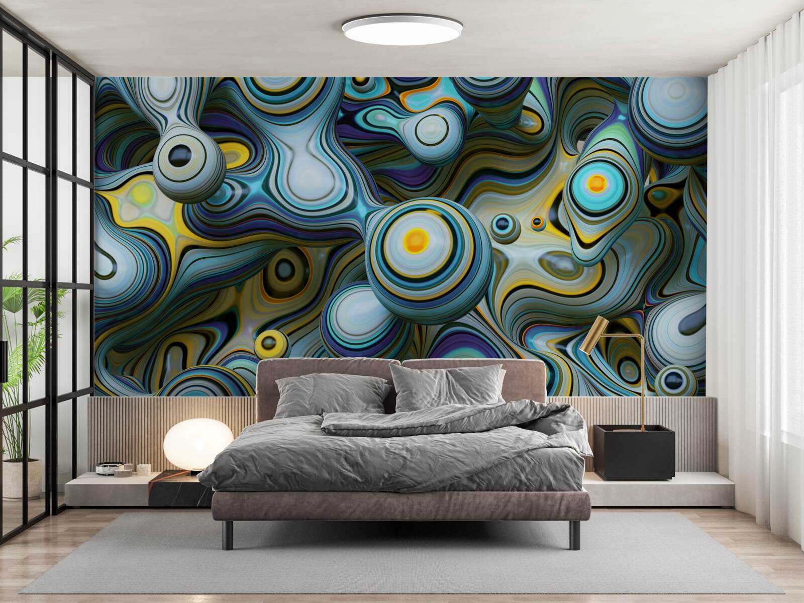 Fototapeta abstraktné obrazy loptičiek a jasných lúčov