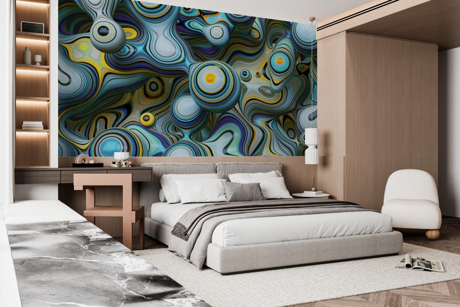 Fototapeta abstraktné obrazy loptičiek a jasných lúčov